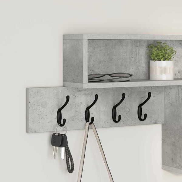 vidaXL Appendiabiti a muro Grigio cemento 100 x 12 x 43.5 cm