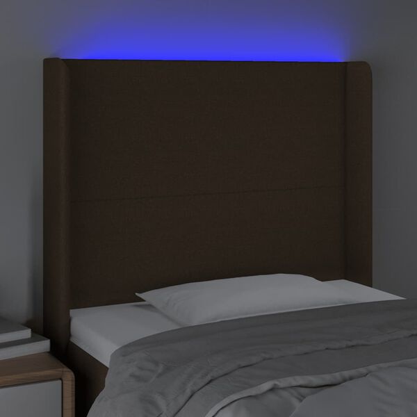 vidaXL Testiera a LED Marrone Scuro 83x16x118/128 cm in Tessuto