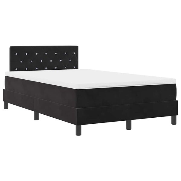 vidaXL Letto a Sorgente LED con materasso Nero 120 x 190 cm Velluto