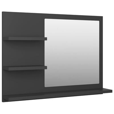 vidaXL Specchio da Bagno Grigio 60x10,5x45 cm in Legno Multistrato