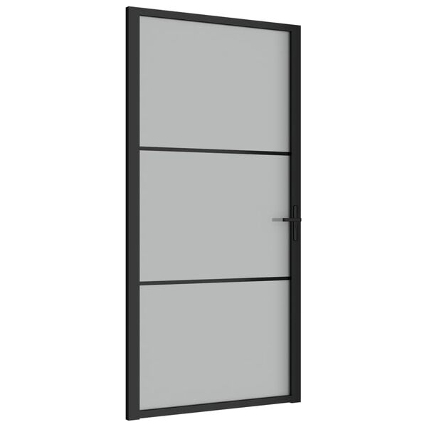 vidaXL Porta Interna 102,5x201,5 cm Nero Opaco in Vetro e Alluminio