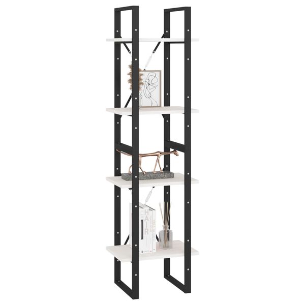 vidaXL Libreria a 4 Ripiani Bianca 40x30x140 cm in Massello di Pino