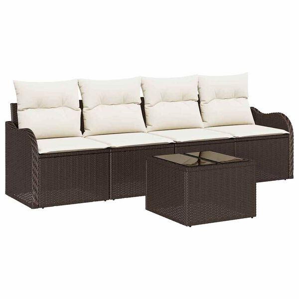 vidaXL Set Divano da Giardino Marrone polyrattan