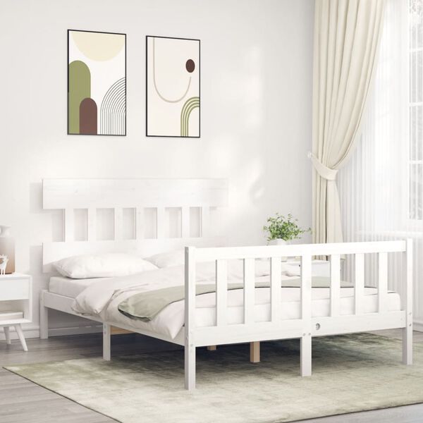 vidaXL Letto senza Materasso Bianco 140x190 cm Legno Massello di Pino