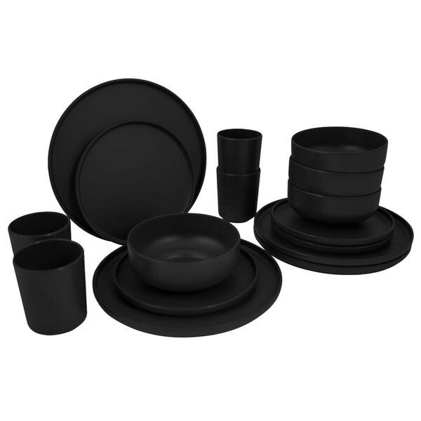 Bo-Camp Set di Stoviglie 16 pz Patom in Melamina Nero