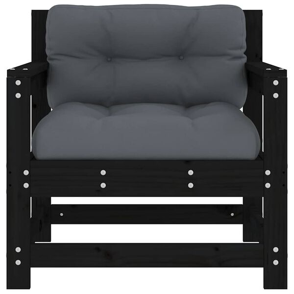 vidaXL Sedie da Giardino con Cuscini 2pz Legno Massello di Pino Nero