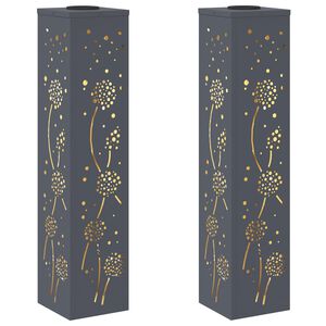 vidaXL Faro LED solare per sentieri 2 pz Bianco caldo 18 x 18 x 80 cm