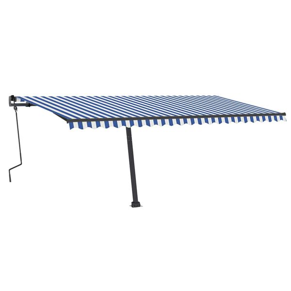vidaXL Tenda da Sole Retrattile Manuale LED 500x350 cm Blu e Bianca
