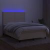 vidaXL Letto a Molle con Materasso e LED Crema 140x190 cm in Tessuto
