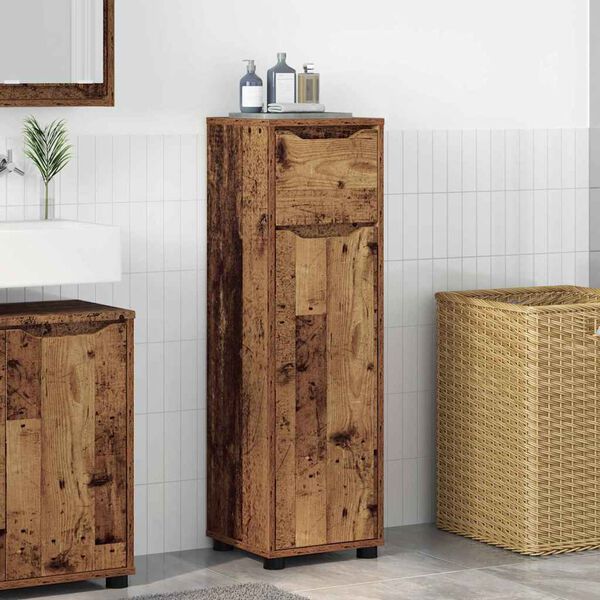 vidaXL Mobile da Bagno con cassetto Legno vecchio 30,5 x 30 x 101 cm
