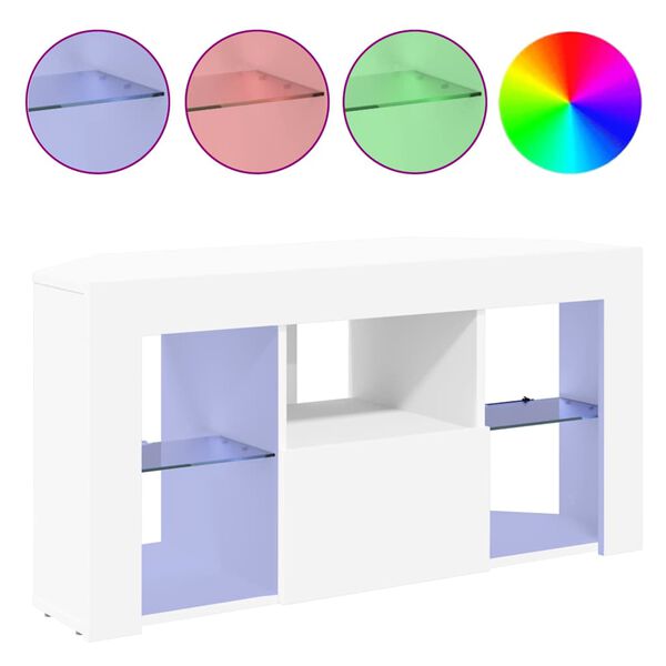 vidaXL Mobile TV LED Angolare Bianco 100 x 40 x 50 cm