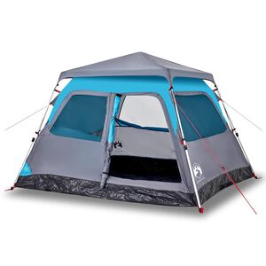 vidaXL Tenda a Cupola da Campeggio 4 Persone Blu a Rilascio Rapido