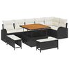 vidaXL Set Divano da Giardino 9 pz 8-Numero di posti Nero e Crema