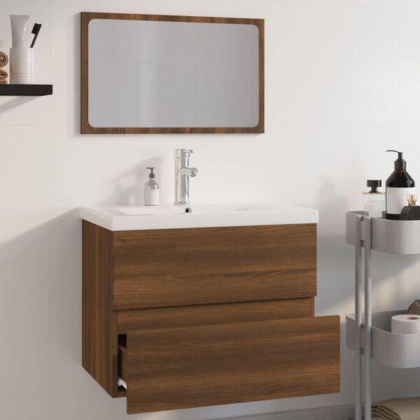 vidaXL Set Mobili da Bagno Rovere Marrone in Legno Multistrato