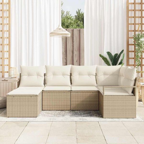 vidaXL Set di divani con cuscino 8 pcs Beige e Crema polyrattan