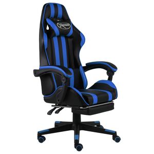 vidaXL Sedia da Gaming con Poggiapiedi Blu e Nera in Similpelle
