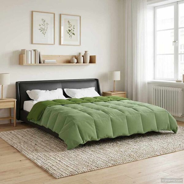 vidaXL Duvet Invernale Trapuntato Verde 200 x 240 cm Microfibra