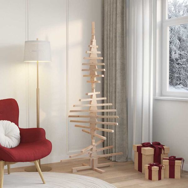 vidaXL Albero di Natale Decorativo in Legno 180 cm Legno Massello Pino