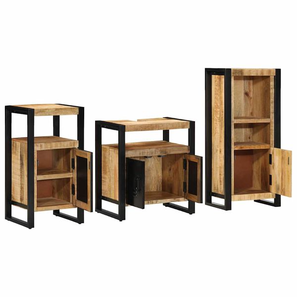 vidaXL Set di mobili per il bagno 3 pcs Legno di mango massello