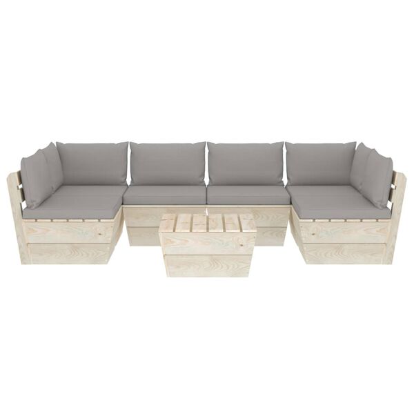 vidaXL Set Divani da Giardino su Pallet 7 pz con Cuscini Legno Abete