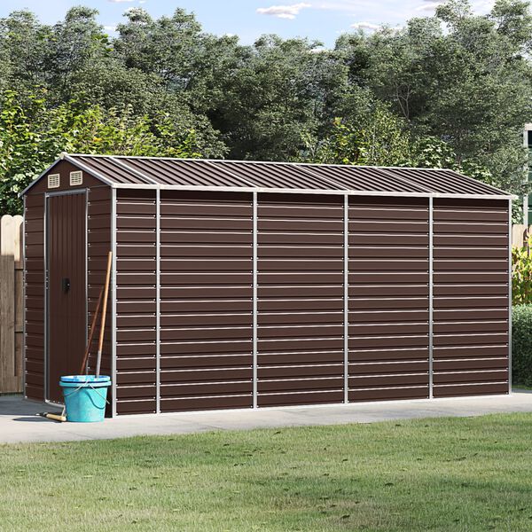 vidaXL Casetta da giardino marrone 191x385x198 cm in acciaio zincato