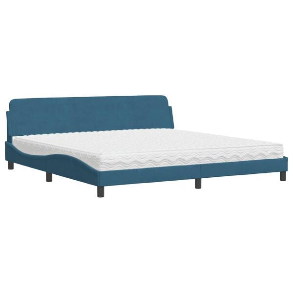 vidaXL Letto con Materasso Dover Blu 200x200 cm Velluto