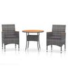 vidaXL Set da Pranzo per Giardino 3 pz in Polyrattan Grigio