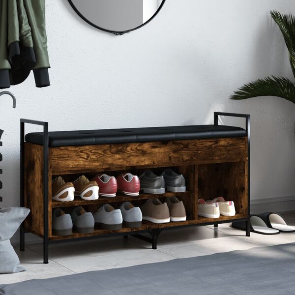 vidaXL Panca Porta Scarpe Rovere Fumo 105,5x32x57,5 cm