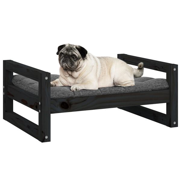 vidaXL Cuccia per Cani Nera 65,5x50,5x28cm in Legno Massello di Pino