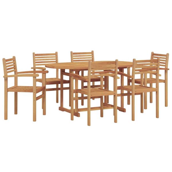 vidaXL Set da Pranzo per Giardino 7 pcs Naturale