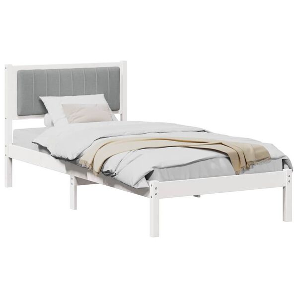 vidaXL Letto con Testiera Rivestita Grigio chiaro 90 x 190 cm