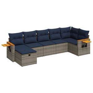 vidaXL Set Divani da Giardino 7 pz con Cuscini Grigio in Polyrattan