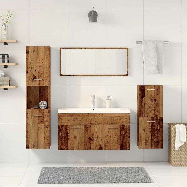 vidaXL Set Mobili da Bagno 5 pz Legno Antico in Legno Multistrato