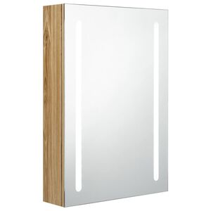 vidaXL Armadietto Bagno con Specchio e LED Rovere 50x13x70 cm