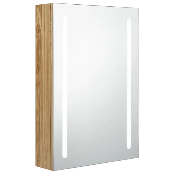 vidaXL Armadietto Bagno con Specchio e LED Rovere 50x13x70 cm