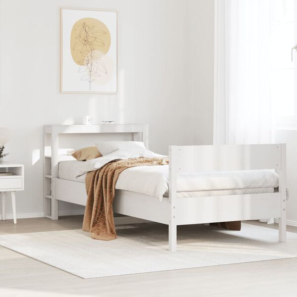 vidaXL Letto senza Materasso Bianco 75x190 in Legno Massello di Pino