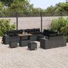 vidaXL Set Divano da Giardino con cuscino 13 pcs Nero polyrattan