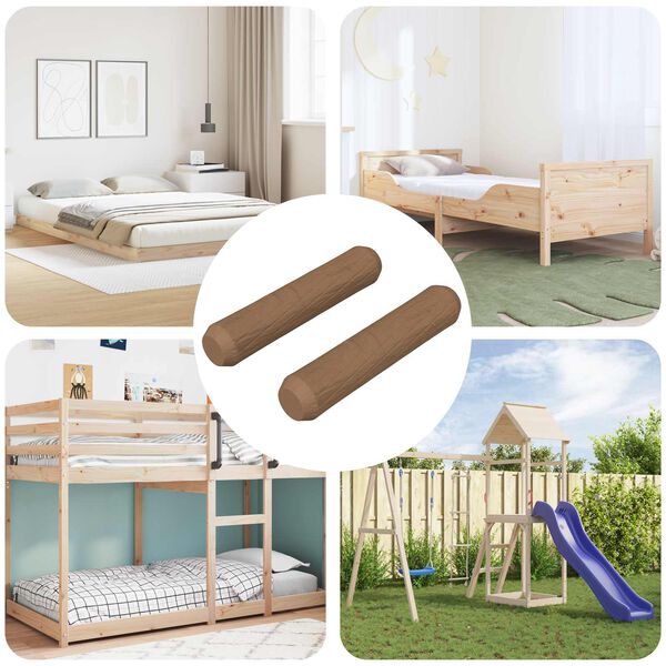 vidaXL Dowel in legno 2 pcs Marrone &Oslash;8 x 35 mm Legno massello