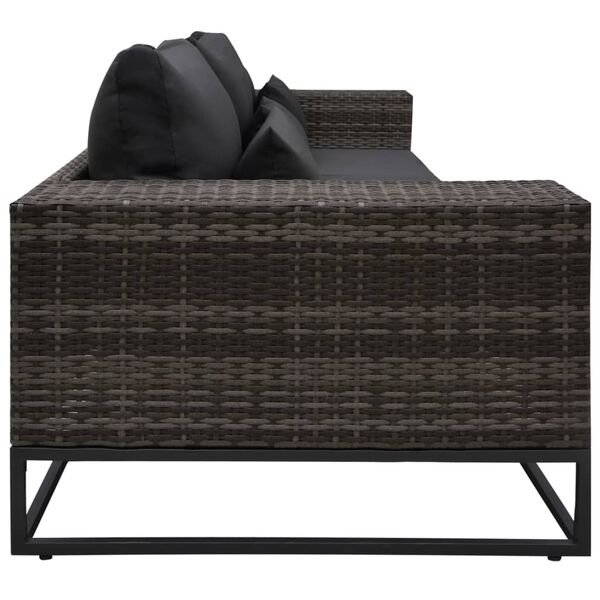 vidaXL Set Divani da Giardino 3 pz con Cuscini in Polyrattan Grigio