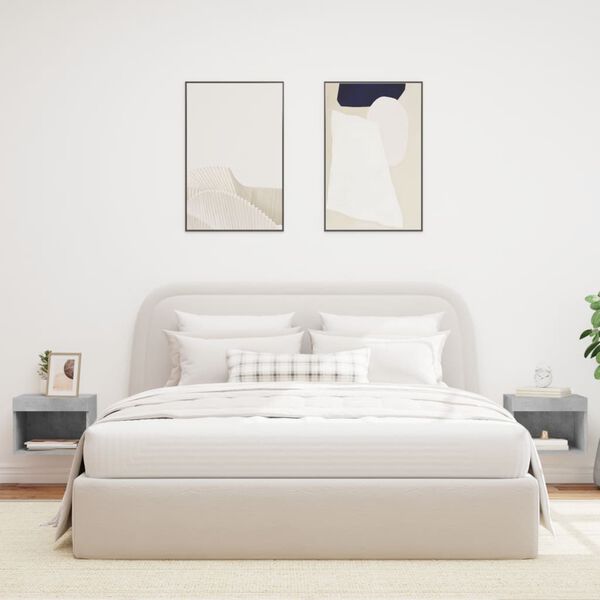 vidaXL Comodini con Luci LED a Parete 2pz Grigio Cemento