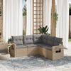 vidaXL Set Divano da Giardino 5 pz con Cuscini Beige in Polyrattan