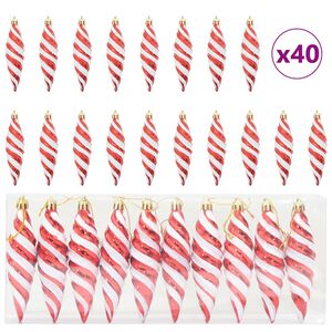vidaXL Palla a spirale di Natale 40 pcs Rosso Plastica