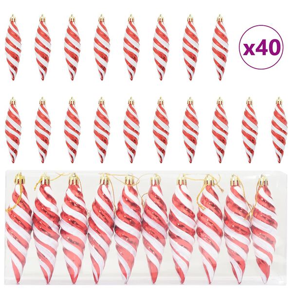 vidaXL Palla a spirale di Natale 40 pcs Rosso Plastica