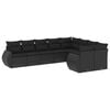 vidaXL Set Divani da Giardino 9 pz con Cuscini Nero in Polyrattan