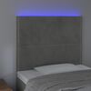 vidaXL Testiera a LED Grigio Chiaro 100x5x118/128 cm in Velluto