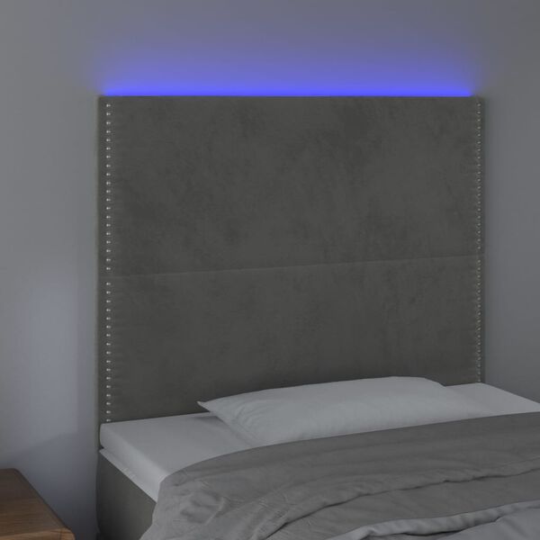 vidaXL Testiera a LED Grigio Chiaro 100x5x118/128 cm in Velluto