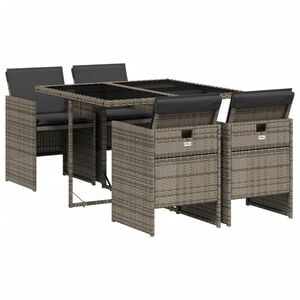 vidaXL Set da Pranzo da Giardino 5 pz con Cuscini in Polyrattan Grigio