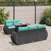 vidaXL Set Divano da Giardino 6 pz con Cuscini Nero Polyrattan Acacia