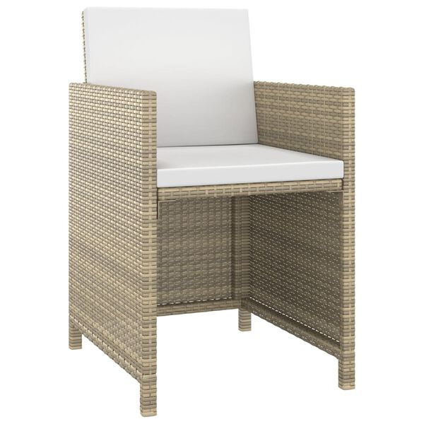 vidaXL Set da Pranzo da Giardino 3 pz con Cuscini in Polyrattan Beige