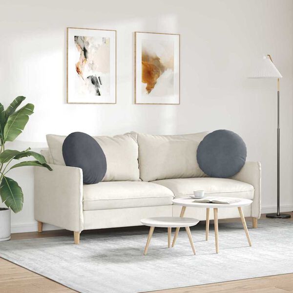 vidaXL Cuscini per Seduta 2 pcs Grigio scuro &Oslash; 40 x 13 cm Velluto